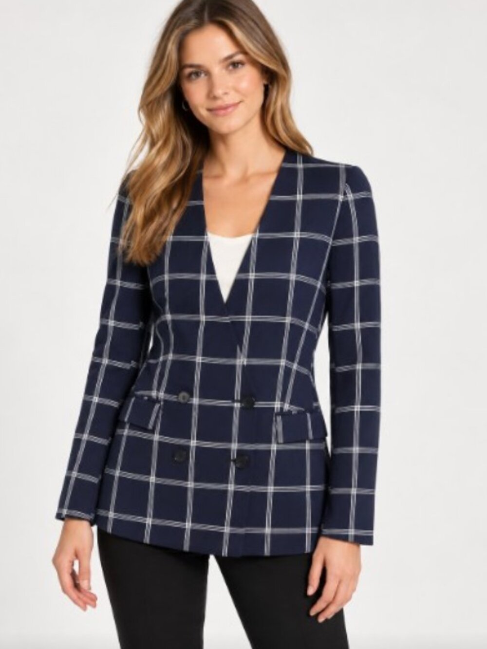 J.Crew Navy Windowpane Plaid Blazer